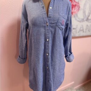 Ralph Lauren Blue Houndstooth Night Shirt